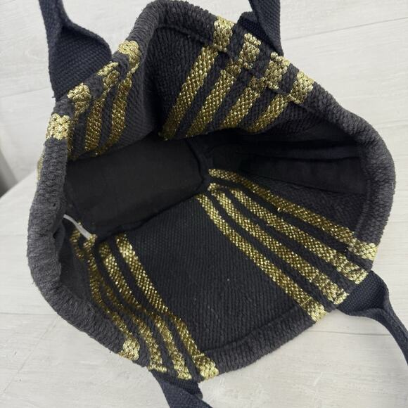 Urban Outfitters Yarn Woven Canvas Tote Bag Black Beach Vacation Resort Boho - Picture 11 of 15